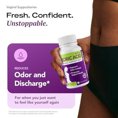 Intimate Rose Borsäure Vaginalzäpfchen, 14 Stück für feminine Frische & Deodorierung – vegane Kapseln