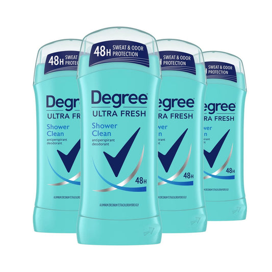 Degree Ultra Fresh Antiperspirant Deodorant Stick Shower Clean für Frauen, 4er-Pack, 2,6 oz, 48h Schweiß- und Geruchsschutz