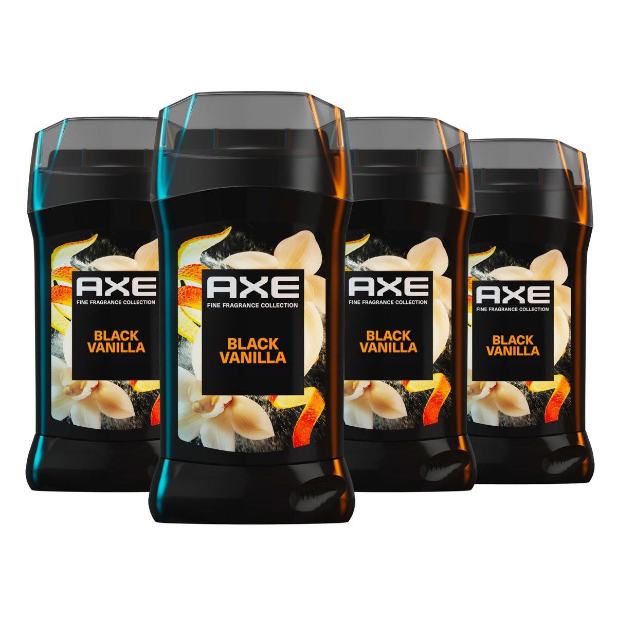 AXE Black Vanilla Deodorant Stick – 4er-Pack mit Orangen- & Sandelholz-Ölen, 72h Frische, Aluminiumfrei, 3 oz