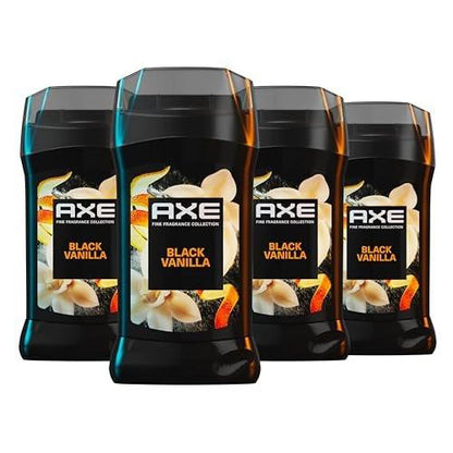 AXE Black Vanilla Deodorant Stick – 4er-Pack mit Orangen- & Sandelholz-Ölen, 72h Frische, Aluminiumfrei, 3 oz
