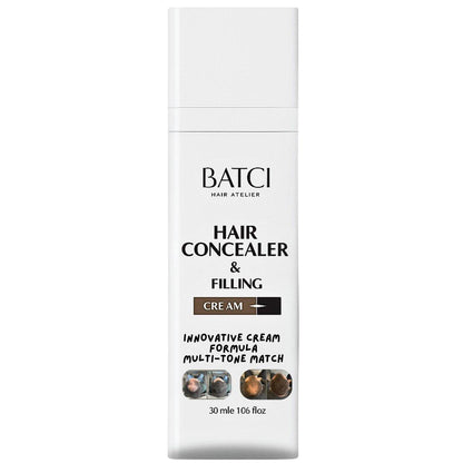 Batci Haar Concealer Creme für dünner werdendes Haar & kahle Stellen – Nicht-Faser Kopfhaut Concealer Ansatz-Auffrischung für Männer & Frauen, Schweiß-/wasserbeständig, Ein Farbton für Schwarzbraunes & graues Haar 30 ml