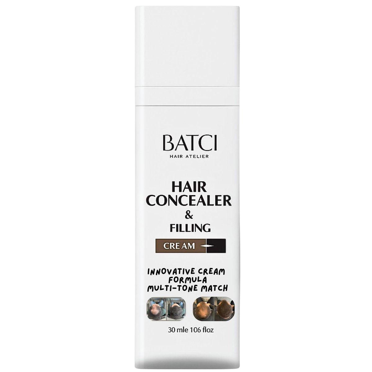 Batci Haar Concealer Creme für dünner werdendes Haar & kahle Stellen – Nicht-Faser Kopfhaut Concealer Ansatz-Auffrischung für Männer & Frauen, Schweiß-/wasserbeständig, Ein Farbton für Schwarzbraunes & graues Haar 30 ml