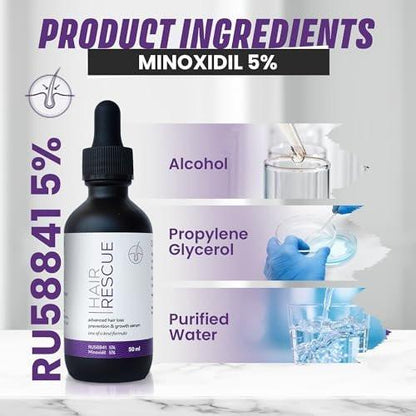 RU58841 5% + Minoxidil 5% (50 ml) Haarrettung - Herren Haarserum - Haarausfall Prävention - 45-Tage-Vorrat