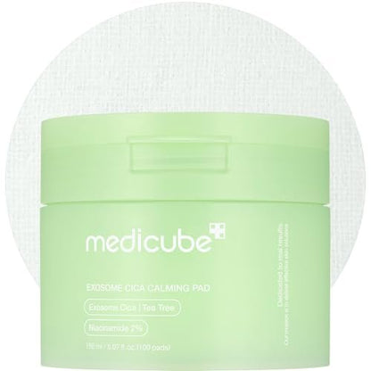 medicube Toner Pads Exosome CICA Teebaum Calming Toner Pad für empfindliche Haut | Centella Asiatica gegen Rötungen und Unreinheiten | Feuchtigkeitsspendend & reizarm | Koreanische Hautpflege, 100 Pads (1 Pack)