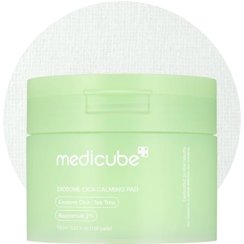 medicube Toner Pads Exosome CICA Teebaum Calming Toner Pad für empfindliche Haut | Centella Asiatica gegen Rötungen und Unreinheiten | Feuchtigkeitsspendend & reizarm | Koreanische Hautpflege, 100 Pads (1 Pack)