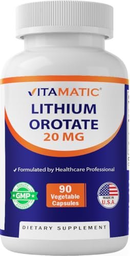 Vitamatic Lithium Orotat 20mg – 90 Kapseln, pflanzliche Kapseln, nicht genetisch verändert, glutenfrei