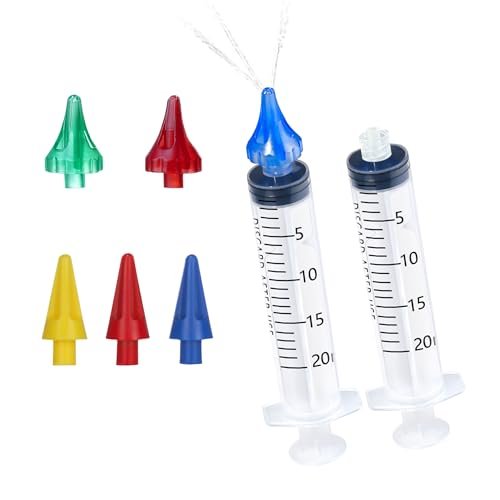 ETTSNU 20-mL-Ohrspritze zur Ohrenschmalzentfernung, Reinigungsset mit 3 Penta-Stream- und 3 Tri-Stream-Aufsätzen, verbesserte Hörklarheit und Ohrhygiene (klar)