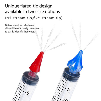ETTSNU 20-mL-Ohrspritze zur Ohrenschmalzentfernung, Reinigungsset mit 3 Penta-Stream- und 3 Tri-Stream-Aufsätzen, verbesserte Hörklarheit und Ohrhygiene (klar)