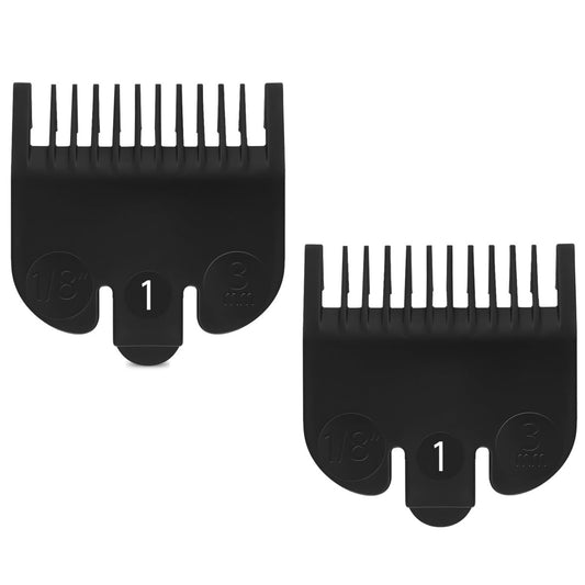 Wahl #1 Aufsteckkamm 1/8" (3,0 mm) – Professioneller Clipper-Aufsatz für Wahl, Trimmer-Aufsätze, Haarschneidekamm 3114-001, Schwarz (2er-Pack)
