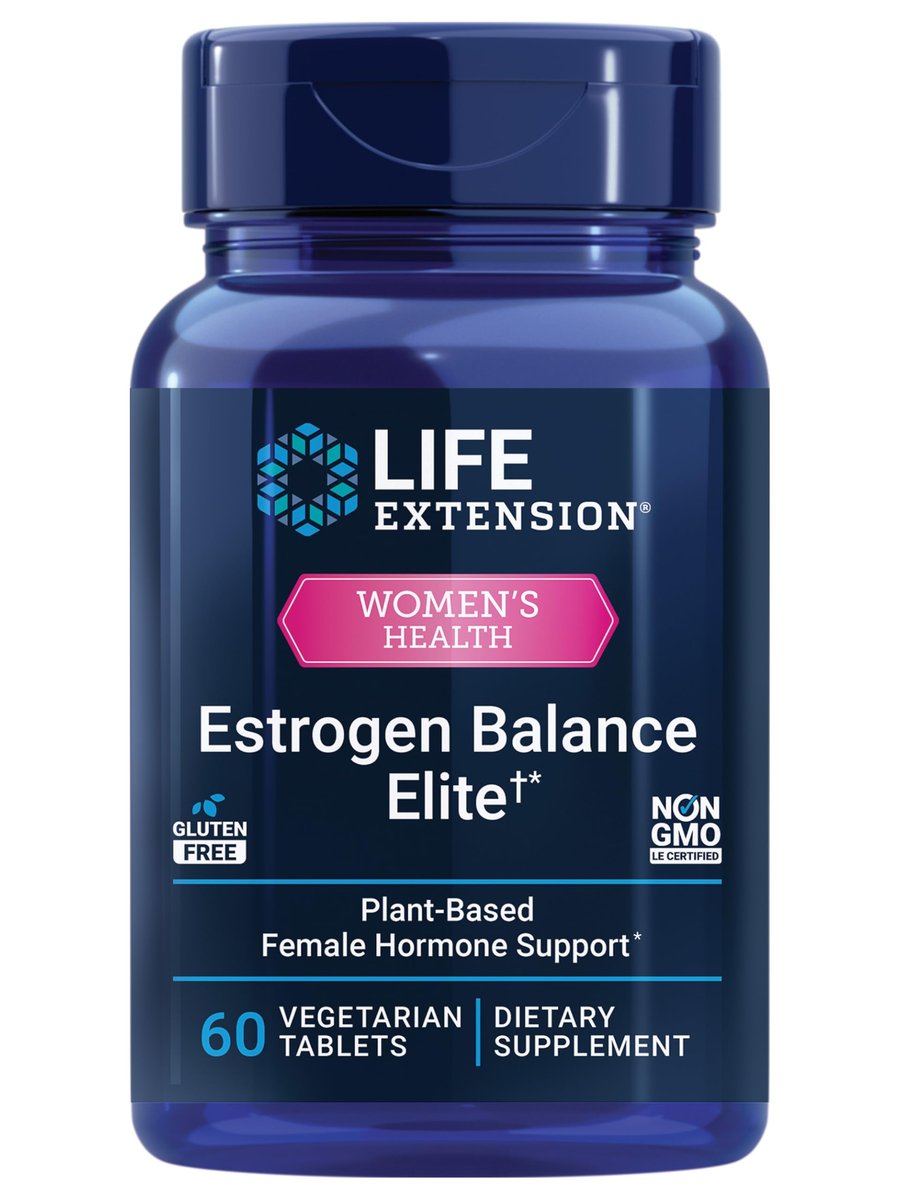 Life Extension Estrogen Balance Elite – Menopause Unterstützung, Hormonbalance, Hitzewallungen, Nachtschweiß, Trockenheit im Intimbereich, Glutenfrei, Non-GMO, Vegetarisch, 60 Tabletten