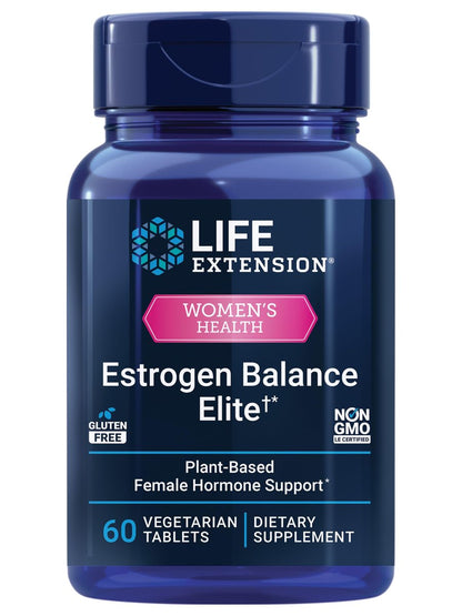 Life Extension Estrogen Balance Elite – Menopause Unterstützung, Hormonbalance, Hitzewallungen, Nachtschweiß, Trockenheit im Intimbereich, Glutenfrei, Non-GMO, Vegetarisch, 60 Tabletten
