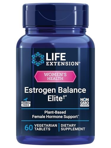 Life Extension Estrogen Balance Elite – Menopause Unterstützung, Hormonbalance, Hitzewallungen, Nachtschweiß, Trockenheit im Intimbereich, Glutenfrei, Non-GMO, Vegetarisch, 60 Tabletten