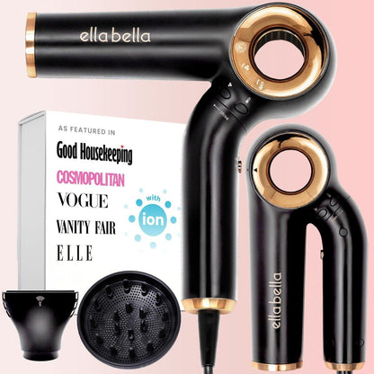 ELLA BELLA® Professioneller Ionischer Haartrockner (Faltbar) • Negativ-Ionen-Haartrockner • Perfekt für Reisen • Intelligente Hitzekontrolle & schnelle Trocknungsgeschwindigkeiten • Leichtes Design • Leise Technologie