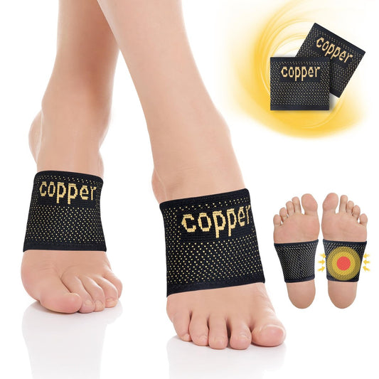 Kupfer Fußgewölbe Unterstützung für Damen und Herren 2er-Pack, Plantarfasziitis Fußgewölbe Unterstützung Kompressionshülsen, Fußgewölbe Stützen für Fußschmerzen Linderung, Schwellungen, Fußpflege, Platt- & Senkfüße, Hohes Fußgewölbe
