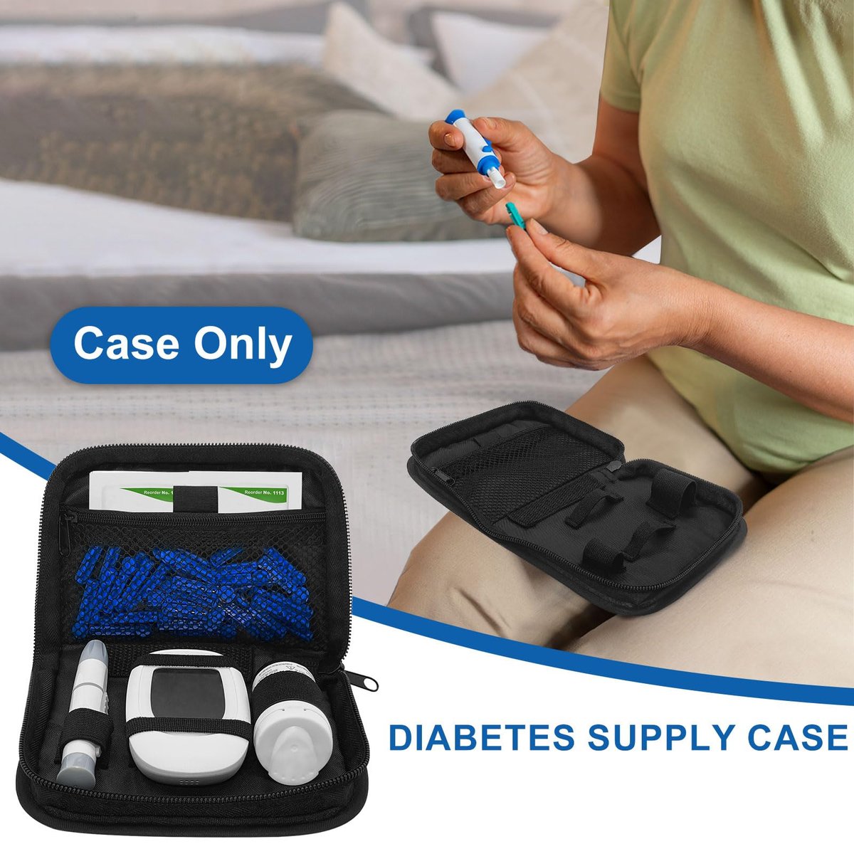 ICIMBI Diabetes Aufbewahrungstasche – Diabetiker-Organizer Tragetasche Kit, Blutzuckermessgerät Etui, Tragbares Diabetes-Testkit