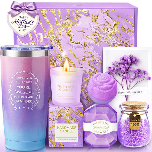 Geschenke für Frauen zum Geburtstag, Muttertag – Verwöhn-Set für Mama, Ehefrau, Freundin, Lehrerin, Krankenschwester, Kollegin – Lila