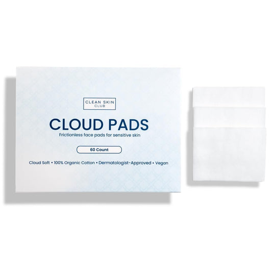 Clean Skin Club Cloud Pads – Ultraweiche & dicke Gesichtspads aus 100% Bio-Baumwolle, dermatologisch geprüft, Make-up Entferner und Toner Applikator, hautfreundlich, 60 Stück (1 Packung)