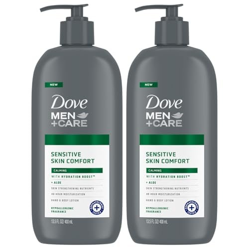 Dove Men+Care Hand & Body Lotion, Sensitive Skin, mit Sheabutter & Aloe Vera, 2er Pack (2 x 400 ml)