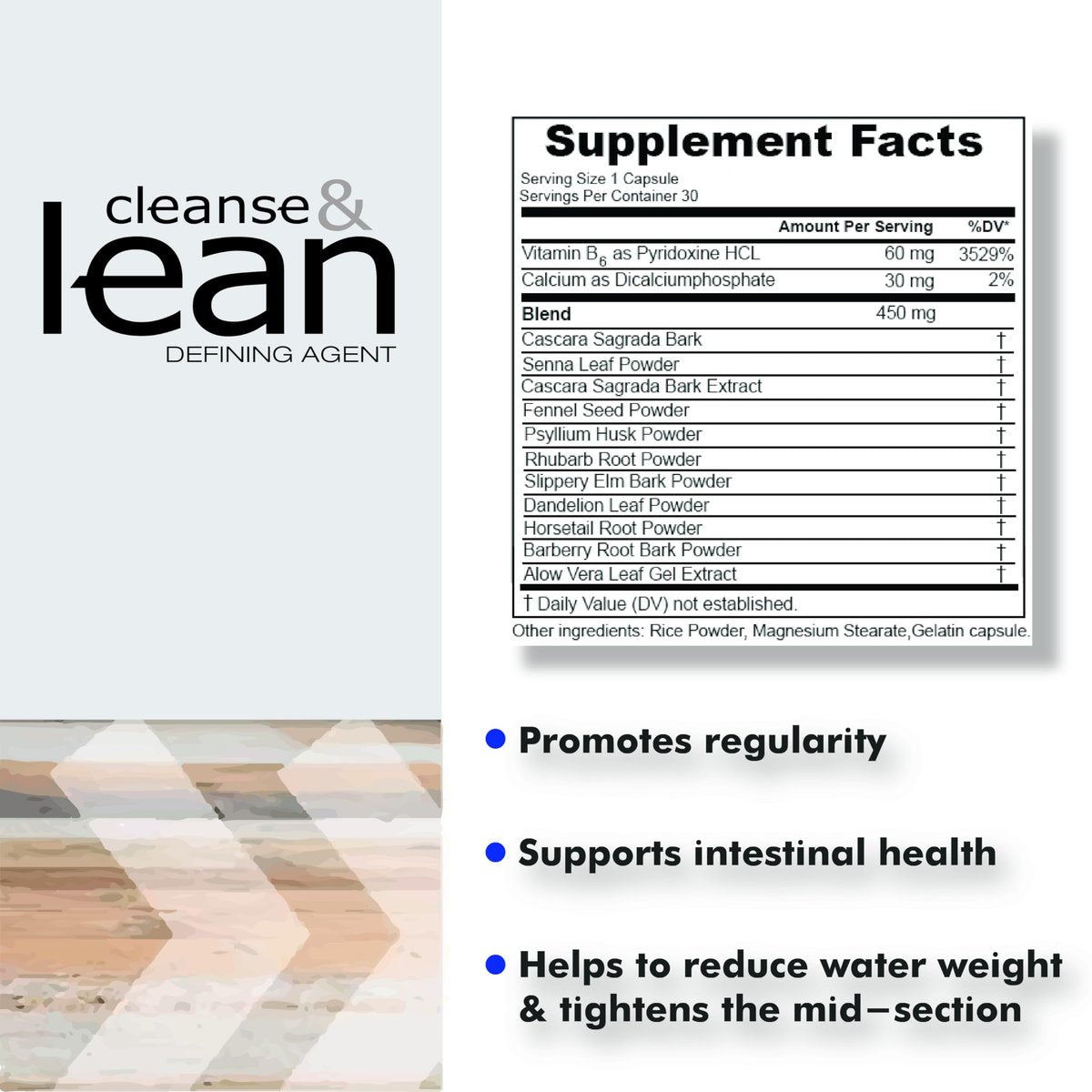 Max Muscle Naturaliga Cleanse and Lean Defining Agent – Kräuterreinigung für regelmäßige Verdauung mit natürlichen entgiftenden Inhaltsstoffen für Darmgesundheit, Dickdarmreinigung und Blähungen, 30 Kapseln