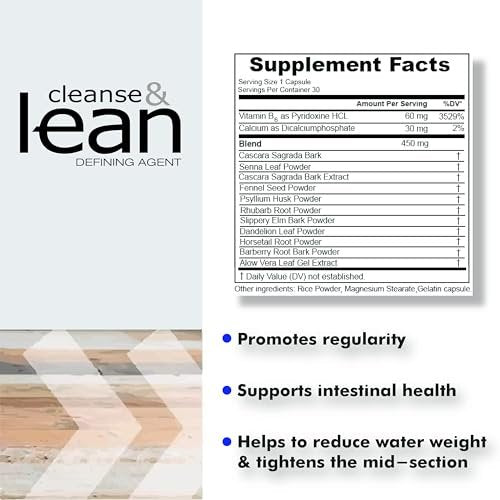 Max Muscle Naturaliga Cleanse and Lean Defining Agent – Kräuterreinigung für regelmäßige Verdauung mit natürlichen entgiftenden Inhaltsstoffen für Darmgesundheit, Dickdarmreinigung und Blähungen, 30 Kapseln
