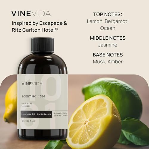 VINEVIDA (4oz) Hotel Diffuser Oil - Luxuriöser Raumduft für Zuhause - Kaltluft-Diffuseröl | Essential Oil No.1001 inspiriert von Ritz Carlton