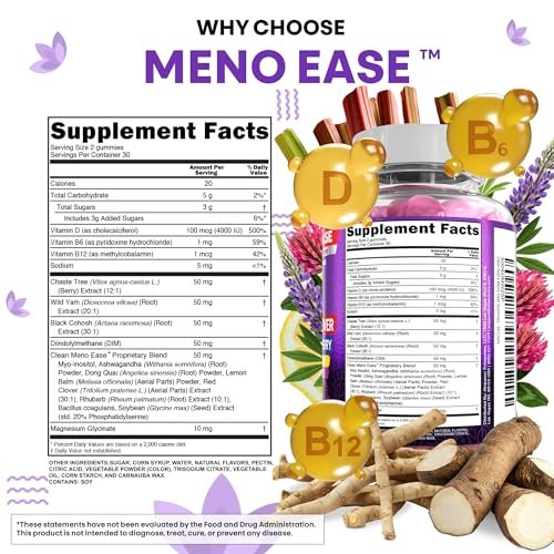 Clean Nutraceuticals Menopause Gummies – Hormonbalance, Nachtliche Erleichterung & Stimmungsunterstützung mit Traubensilberkerze, DIM, Wild Yam, Magnesium, Rotklee, Vitamin D3, B6, B12 (60 Gummies)
