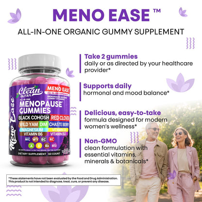 Clean Nutraceuticals Menopause Gummies – Hormonbalance, Nachtliche Erleichterung & Stimmungsunterstützung mit Traubensilberkerze, DIM, Wild Yam, Magnesium, Rotklee, Vitamin D3, B6, B12 (60 Gummies)