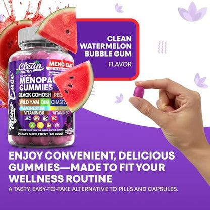 Clean Nutraceuticals Menopause Gummies – Hormonbalance, Nachtliche Erleichterung & Stimmungsunterstützung mit Traubensilberkerze, DIM, Wild Yam, Magnesium, Rotklee, Vitamin D3, B6, B12 (60 Gummies)