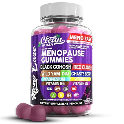 Clean Nutraceuticals Menopause Gummies – Hormonbalance, Nachtliche Erleichterung & Stimmungsunterstützung mit Traubensilberkerze, DIM, Wild Yam, Magnesium, Rotklee, Vitamin D3, B6, B12 (60 Gummies)