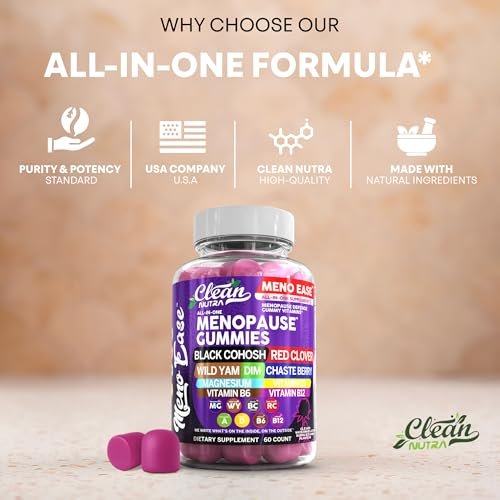 Clean Nutraceuticals Menopause Gummies – Hormonbalance, Nachtliche Erleichterung & Stimmungsunterstützung mit Traubensilberkerze, DIM, Wild Yam, Magnesium, Rotklee, Vitamin D3, B6, B12 (60 Gummies)