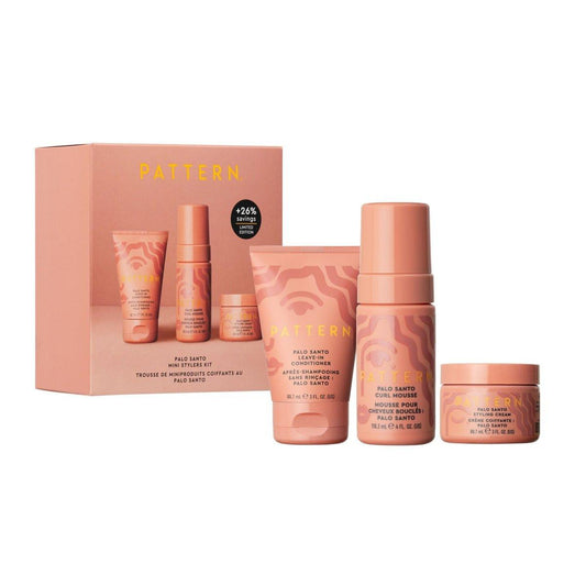 PATTERN Beauty by Tracee Ellis Ross Palo Santo Mini Kit – Reisegrößen mit Leave-In Conditioner, Curl Mousse und Styling Cream