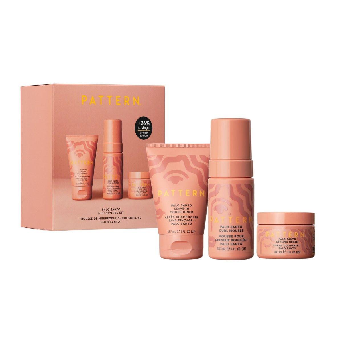 PATTERN Beauty by Tracee Ellis Ross Palo Santo Mini Kit – Reisegrößen mit Leave-In Conditioner, Curl Mousse und Styling Cream