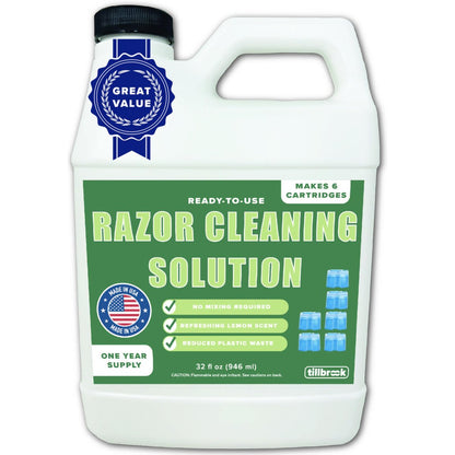 Tillbrook Elektrorasierer Reiniger – 1 JAHRESVORRAT – 946 ml Rasierer-Reinigungslösung – Einfache Nachfüllung für Braun Clean and Renew Patronen – Gebrauchsfertige Formel für Elektrorasierer