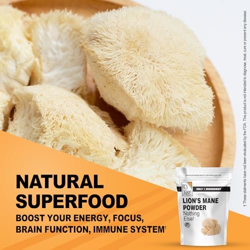 It's Just! - Löwenmähnen-Pilzpulver, natürliches Roh-Superfood, Gehirnunterstützung, Immunsystem, Energie, Non-GMO, 227g