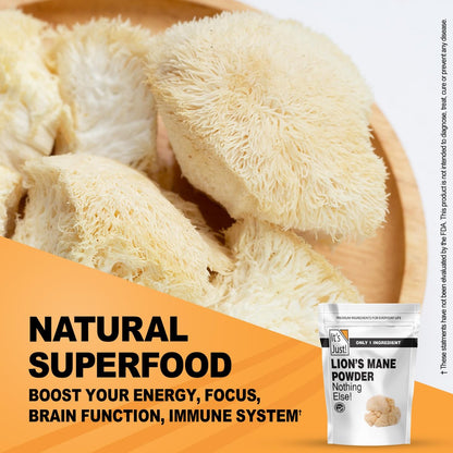 It's Just! - Löwenmähnen-Pilzpulver, natürliches Roh-Superfood, Gehirnunterstützung, Immunsystem, Energie, Non-GMO, 227g