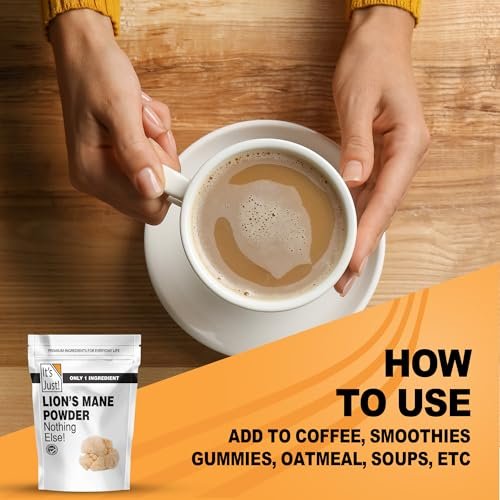 It's Just! - Löwenmähnen-Pilzpulver, natürliches Roh-Superfood, Gehirnunterstützung, Immunsystem, Energie, Non-GMO, 227g