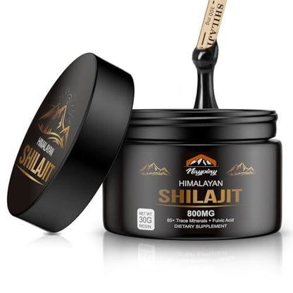 Shilajit Pure Himalayan Organic Resin - 800mg Gold Grade Shilajit Resin mit Fulvinsäure & 85+ Spurenelementen für Energie, Stärke & Immunität, Shilajit für Männer & Frauen, 800mg