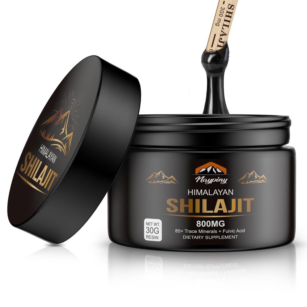 Shilajit Pure Himalayan Organic Resin - 800mg Gold Grade Shilajit Resin mit Fulvinsäure & 85+ Spurenelementen für Energie, Stärke & Immunität, Shilajit für Männer & Frauen, 800mg