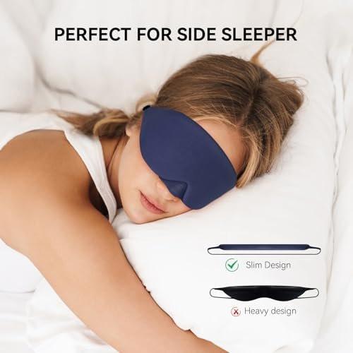Mavogel Baumwoll-Schlafmaske – 100% handgefertigt, lichtblockierende Schlafmaske mit aktualisiertem Nasenbügel, weiche Schlafmaske für Damen und Herren, für Schlaf/Büro/Nickerchen, inklusive Aufbewahrungsbeutel (Starry Blue)