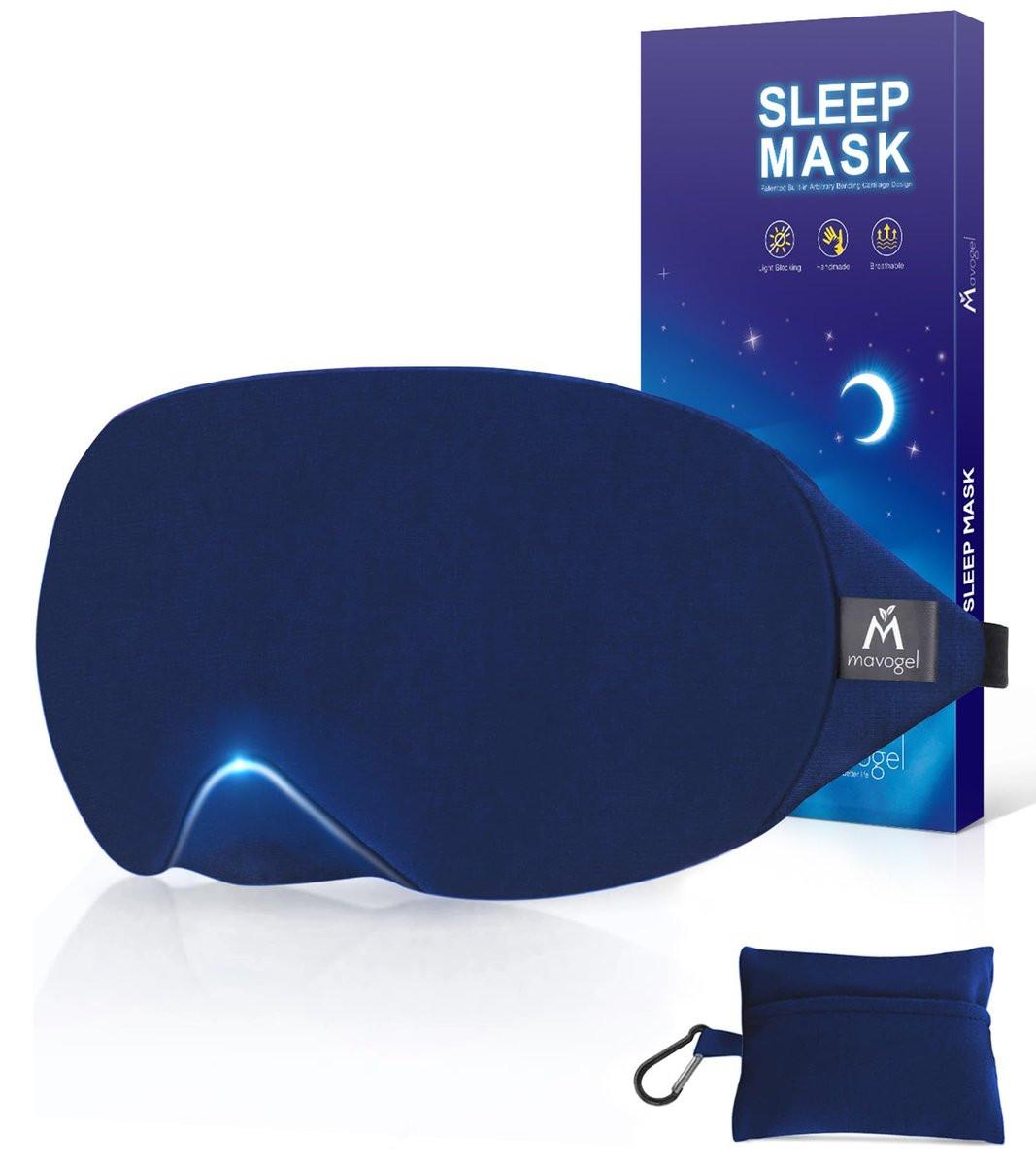 Mavogel Baumwoll-Schlafmaske – 100% handgefertigt, lichtblockierende Schlafmaske mit aktualisiertem Nasenbügel, weiche Schlafmaske für Damen und Herren, für Schlaf/Büro/Nickerchen, inklusive Aufbewahrungsbeutel (Starry Blue)