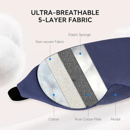 Mavogel Baumwoll-Schlafmaske – 100% handgefertigt, lichtblockierende Schlafmaske mit aktualisiertem Nasenbügel, weiche Schlafmaske für Damen und Herren, für Schlaf/Büro/Nickerchen, inklusive Aufbewahrungsbeutel (Starry Blue)