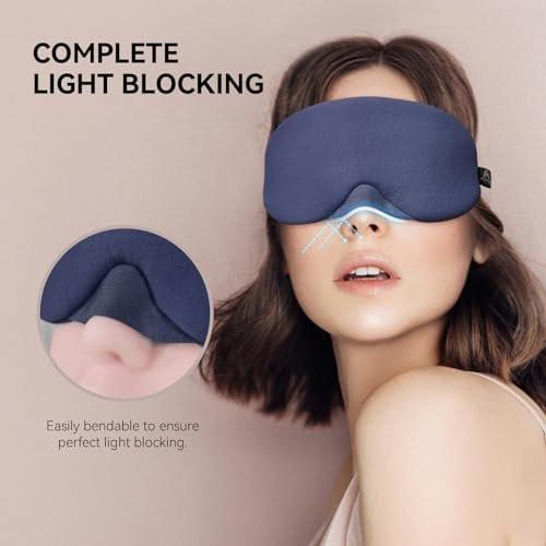 Mavogel Baumwoll-Schlafmaske – 100% handgefertigt, lichtblockierende Schlafmaske mit aktualisiertem Nasenbügel, weiche Schlafmaske für Damen und Herren, für Schlaf/Büro/Nickerchen, inklusive Aufbewahrungsbeutel (Starry Blue)