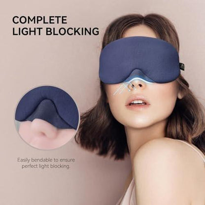 Mavogel Baumwoll-Schlafmaske – 100% handgefertigt, lichtblockierende Schlafmaske mit aktualisiertem Nasenbügel, weiche Schlafmaske für Damen und Herren, für Schlaf/Büro/Nickerchen, inklusive Aufbewahrungsbeutel (Starry Blue)