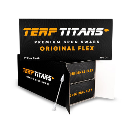 TerpTitans Original Flex – Flexible Wattestäbchen, 400 Stück — Spiral-Spitze für maximale Absorption und Feinspitze für enge Stellen | Null Plastikverpackung | 2er-Pack