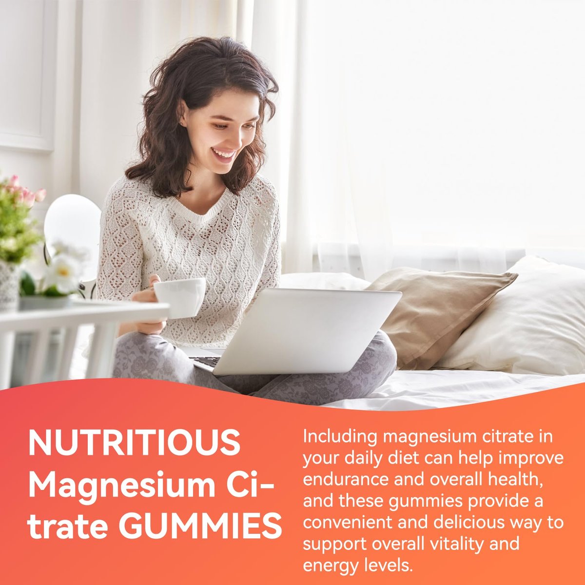EAZGOO 1400 mg Magnesiumcitrat Gummis – Hochdosiertes Magnesium für Erwachsene, Extra starke vegane Gummis zur Förderung der Entspannung, 60 Stück