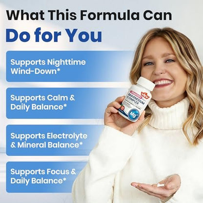 VEV DeepCalm 15-in-1 Magnesium Komplex für Frauen & Männer – Magnesiumpräparat mit Glycinat & Citrat, Ashwagandha & L-Theanin, 120 vegane Kapseln