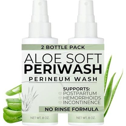 Aloe Soft Perineal Spray - Pack of 2 x 240 ml - Spülfreies Perineum-Waschmittel - Reinigt und beruhigt - Mit Aloe Vera Extrakt