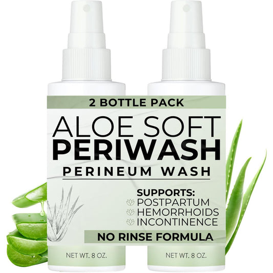 Aloe Soft Perineal Spray - Pack of 2 x 240 ml - Spülfreies Perineum-Waschmittel - Reinigt und beruhigt - Mit Aloe Vera Extrakt
