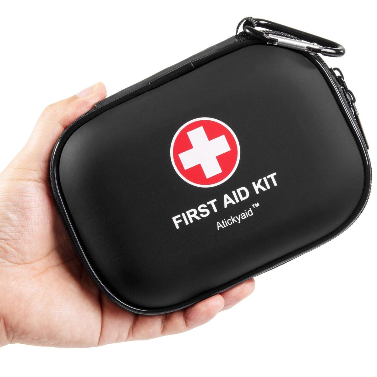 Mini Erste-Hilfe-Set – 120-teiliger, wasserdichter, harter EVA-Koffer für Auto, Zuhause, Büro, Reisen, Camping, Sport, Outdoor, Schule – Notfall-Erste-Hilfe-Ausrüstung und Überlebensset (Schwarz)