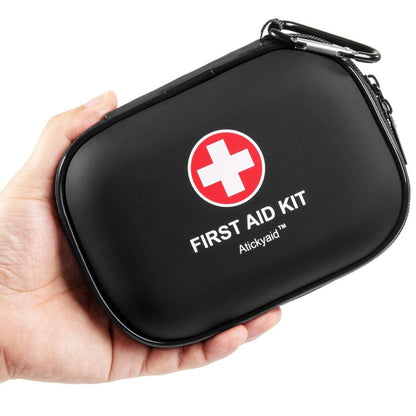 Mini Erste-Hilfe-Set – 120-teiliger, wasserdichter, harter EVA-Koffer für Auto, Zuhause, Büro, Reisen, Camping, Sport, Outdoor, Schule – Notfall-Erste-Hilfe-Ausrüstung und Überlebensset (Schwarz)
